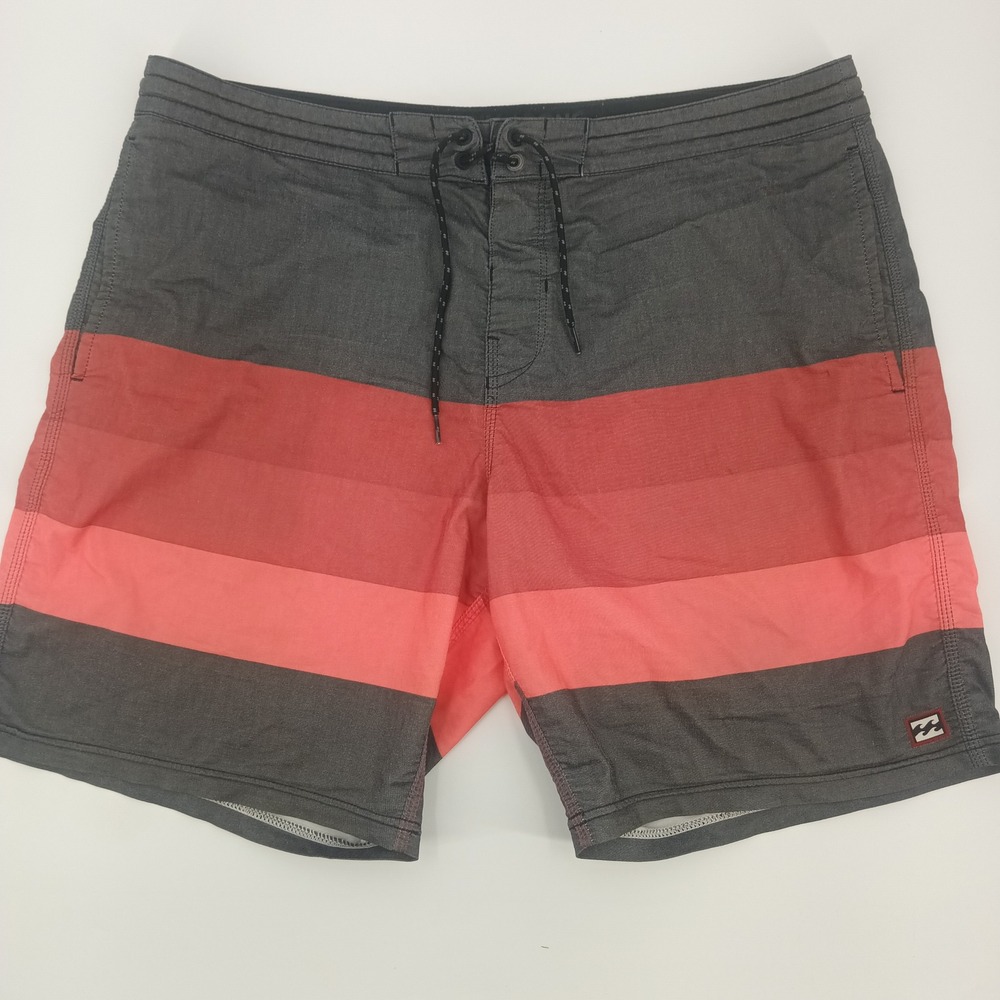 Billabong Lo Tides Board Shorts Mens 36 Grey Pink Striped Recycler Series